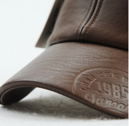 New Autumn-Winter Outdoor Baseball Leather Cap