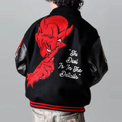 High Street Red "M" PU Leather Varsity Jacket