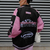 Cepelova Pink Varsity Patchwork Jacket