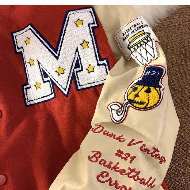 Retro "M" Oversized Y2K Embroidered Varsity Jacket