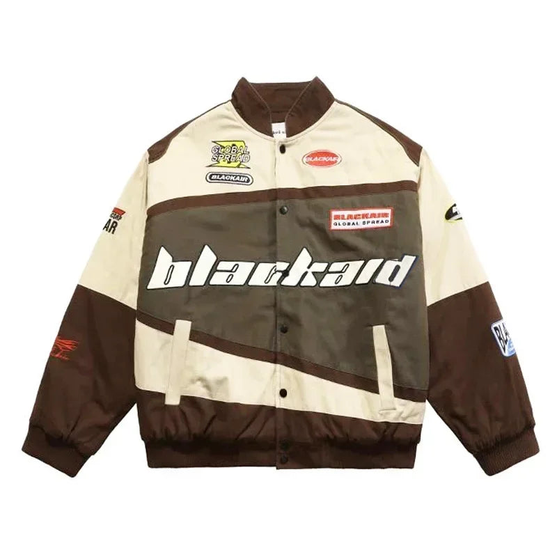 Retro BLACKAID Y2K Baseball Racing Jacket