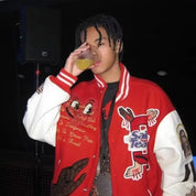 Y2K Red Embroidered Baseball Jacket