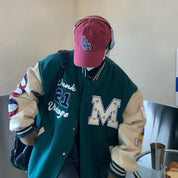 Retro "M" Oversized Y2K Embroidered Varsity Jacket