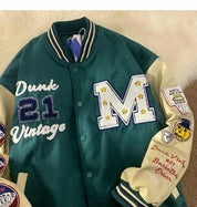 Retro "M" Oversized Y2K Embroidered Varsity Jacket