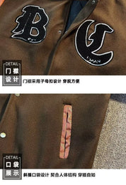 Harajuku "B C" Brown Vintage Baseball Jacket