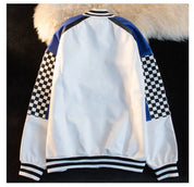 High-Quality Racing Suit Varsity Blue-White Finish Flag Jacket Men