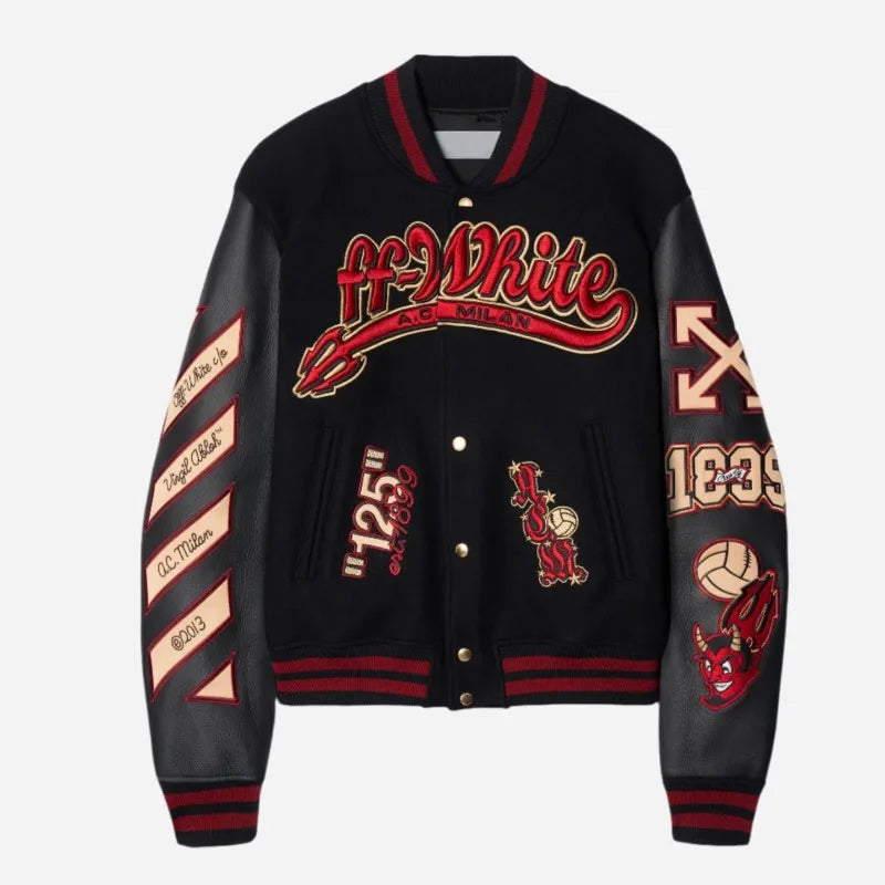 AC MILAN Retro Embroidered Baseball Jacket Men