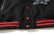 High Street Red "M" PU Leather Varsity Jacket