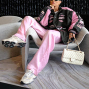 Cepelova Pink Varsity Patchwork Jacket