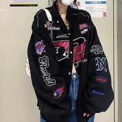 American Style Loose Fit Embroidered Baseball Jacket