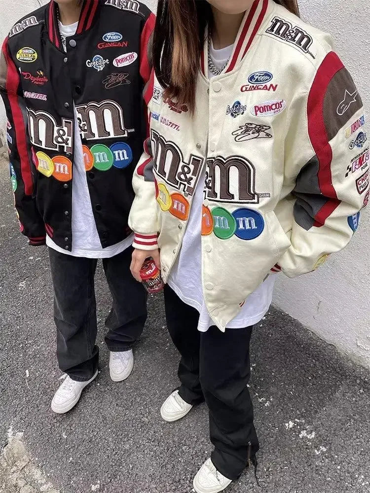 Unisex M&M Embroidered Baseball Jacket