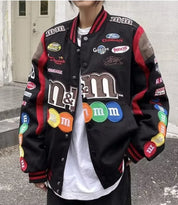 Unisex M&M Embroidered Baseball Jacket