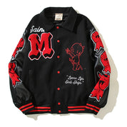 High Street Red "M" PU Leather Varsity Jacket