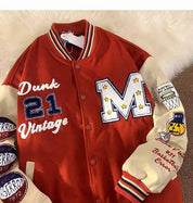 Retro "M" Oversized Y2K Embroidered Varsity Jacket