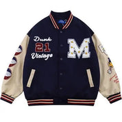 Retro "M" Oversized Y2K Embroidered Varsity Jacket