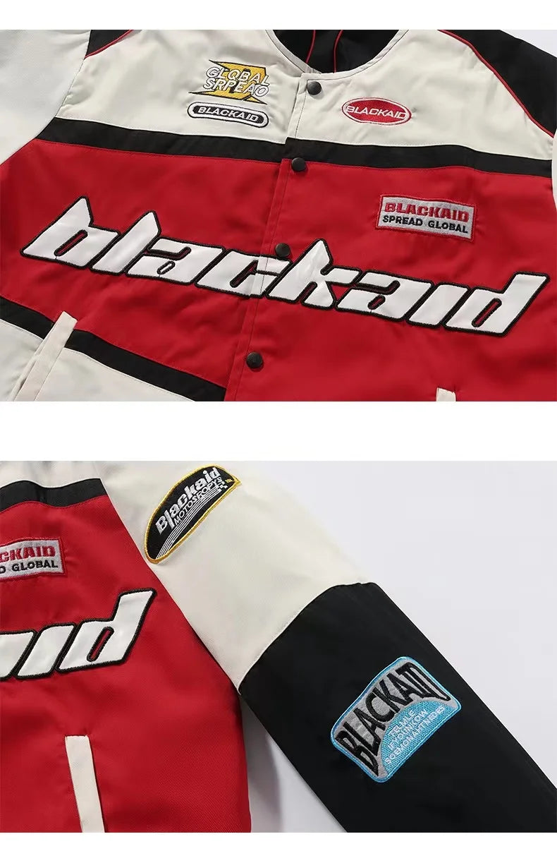 Retro BLACKAID Y2K Baseball Racing Jacket