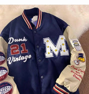 Retro "M" Oversized Y2K Embroidered Varsity Jacket