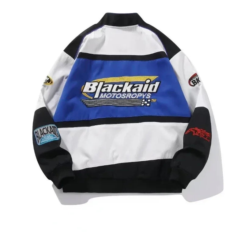 Retro BLACKAID Y2K Baseball Racing Jacket