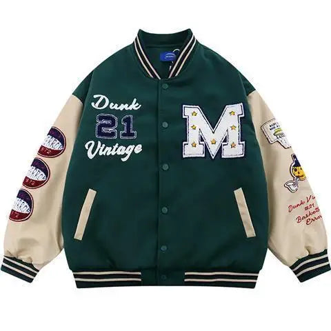 Retro "M" Oversized Y2K Embroidered Varsity Jacket