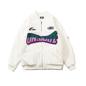 Black-White Unskate Autumn Oversized Varsity Bomber Jacket Women