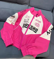 American Retro Hot Black and Pink Racer Jacket