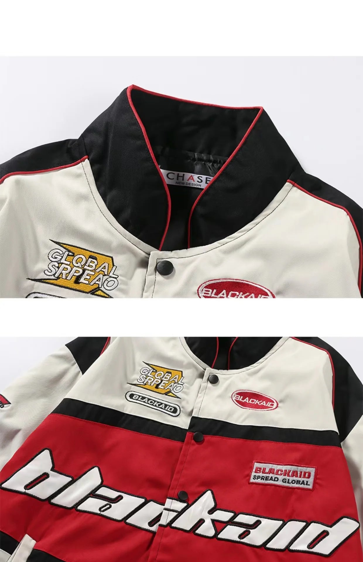 Retro BLACKAID Y2K Baseball Racing Jacket