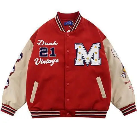 Retro "M" Oversized Y2K Embroidered Varsity Jacket