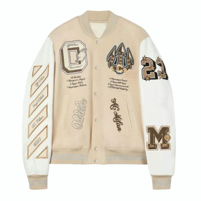 AC MILAN Retro Embroidered Baseball Jacket Men