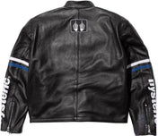 Supreme Blue Leather Vintage Racing Jacket