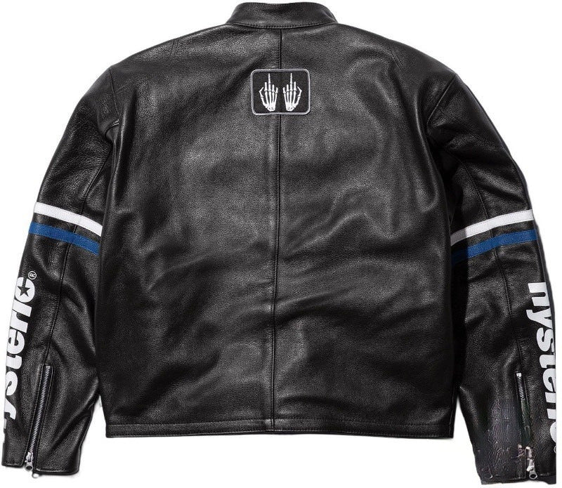 Supreme Blue Leather Vintage Racing Jacket
