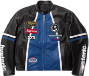 Supreme Blue Leather Vintage Racing Jacket