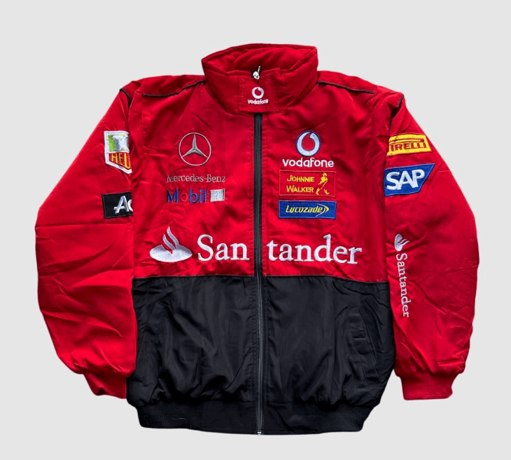 F1 Mercedes-Benz Red Embroidered Vintage Racing Jacket