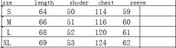Measurement chart with size reference and dimensions in centimeters